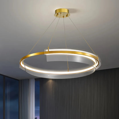 Antizer Iron Acrylic Circular Chandelier for Living Room