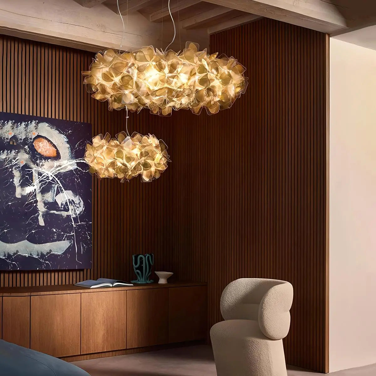 gold leaf flower chandelier