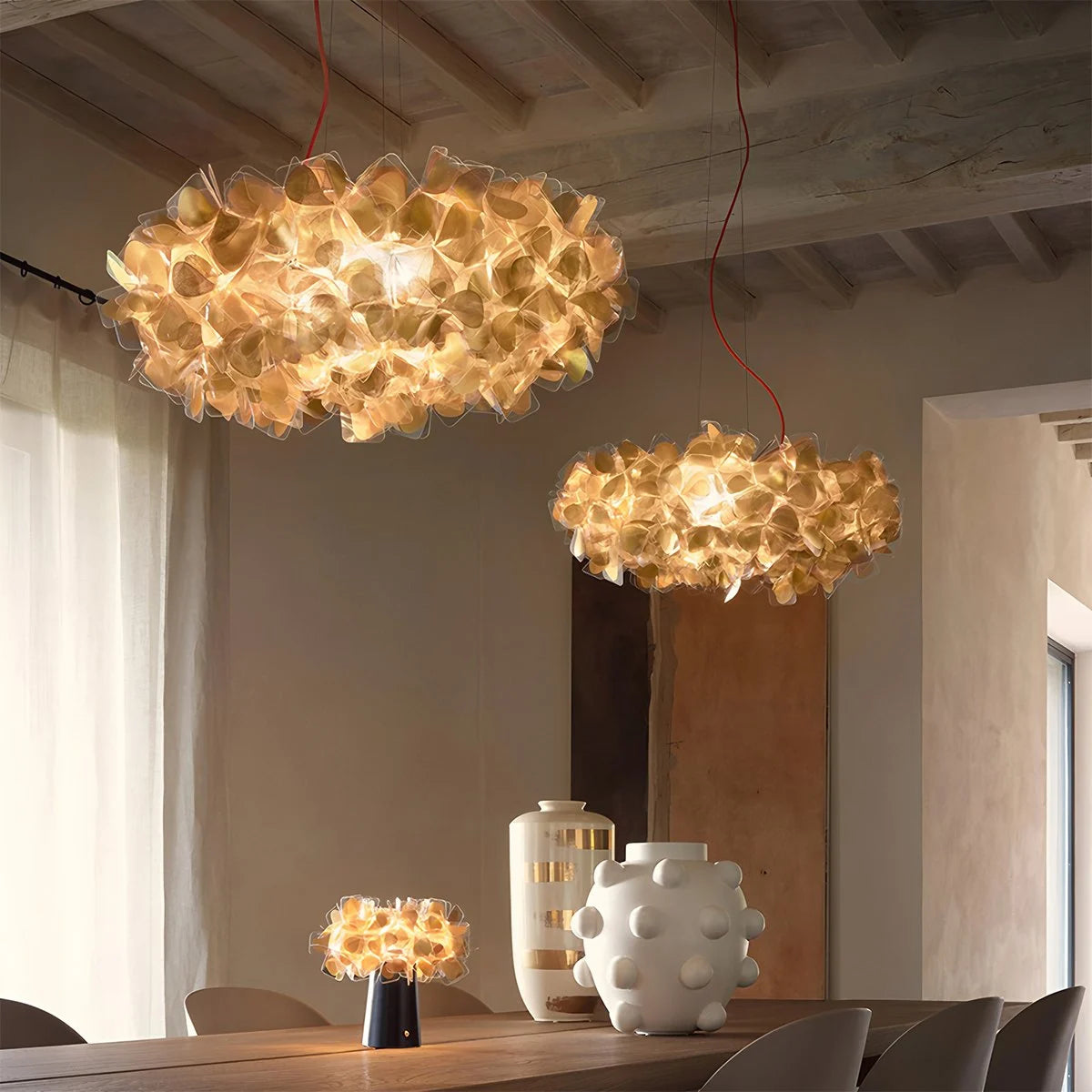 gold flower petal chandelier
