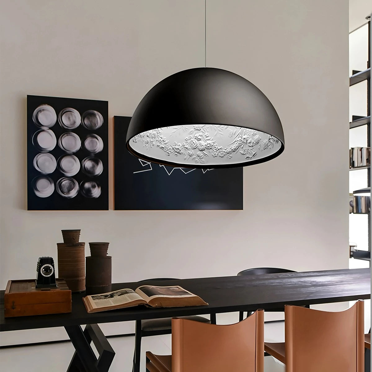 Antizer Italian Semi-Circular Gypsum Relief Pendant Light