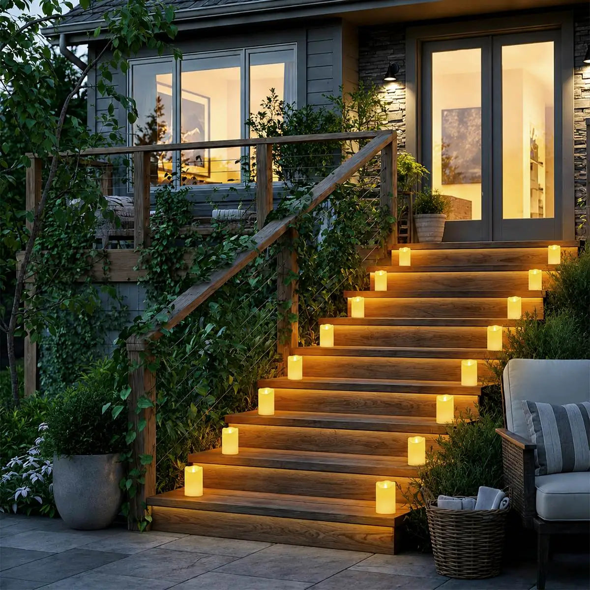 Antizer Ivory Outdoor Waterproof Pillars Flameless Candle 12 Pack × 12