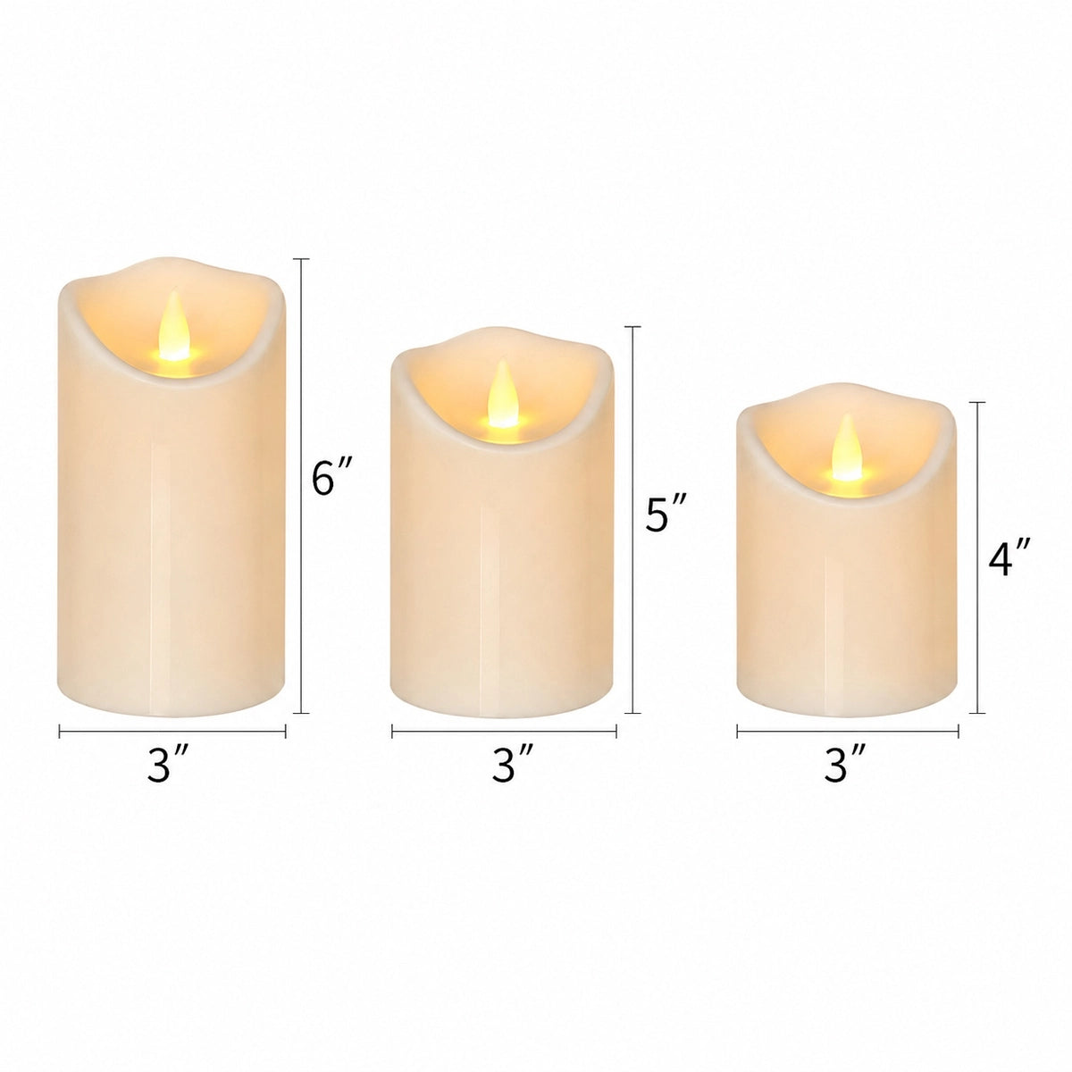 Antizer Ivory Outdoor Waterproof Pillars Flameless Candle 24 Pack × 6