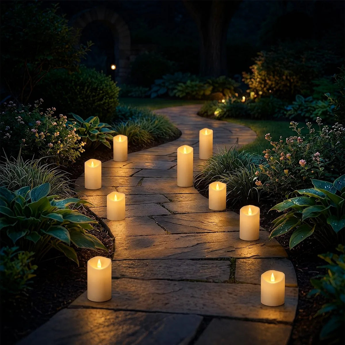 Antizer Ivory Outdoor Waterproof Pillars Flameless Candle 24 Pack × 6