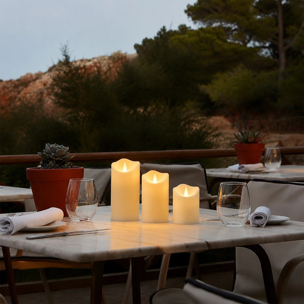Antizer Ivory Outdoor Waterproof Pillars Flameless Candle 24 Pack × 6