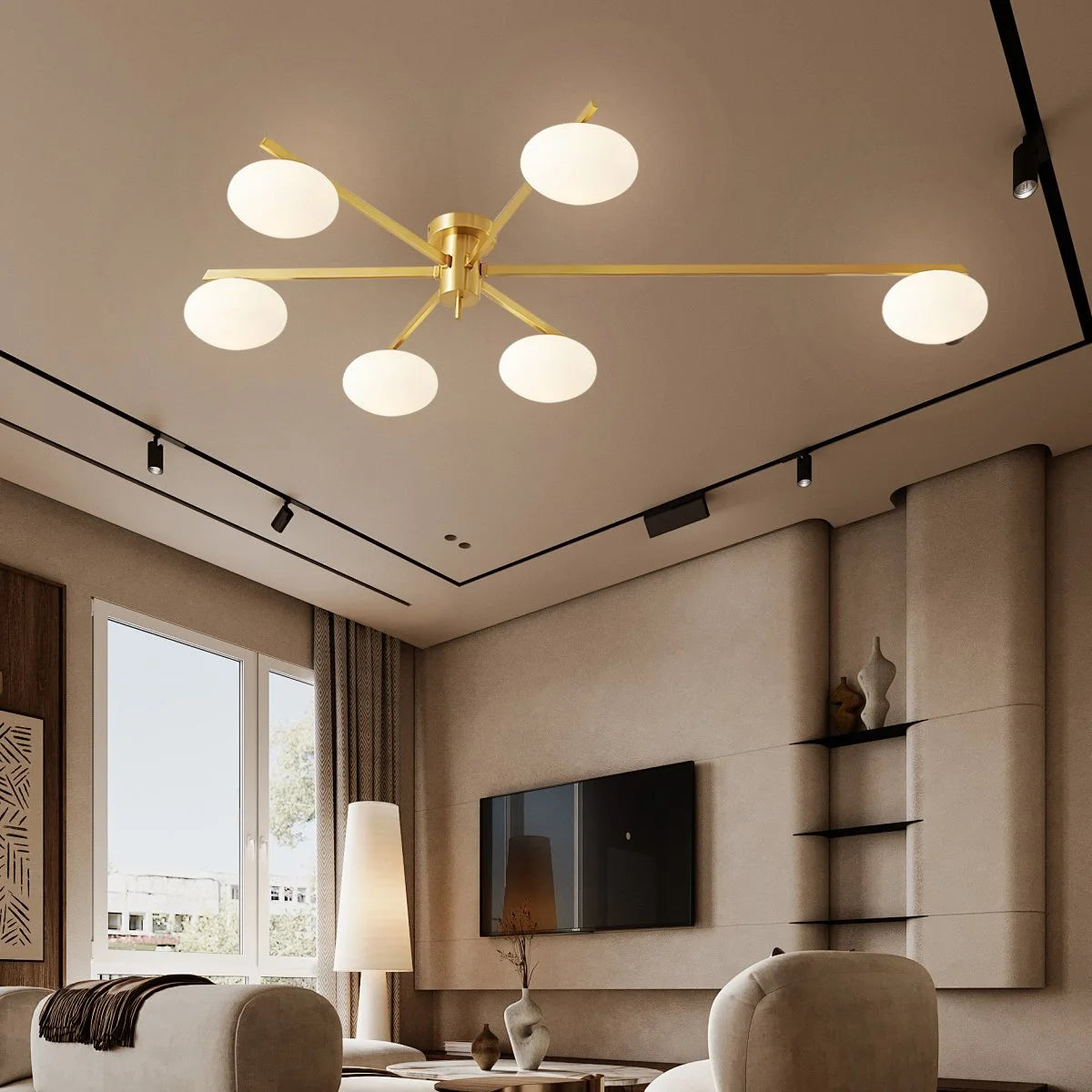 Antizer Modern Multi-Arm Semi Flush Mount Ceiling Light