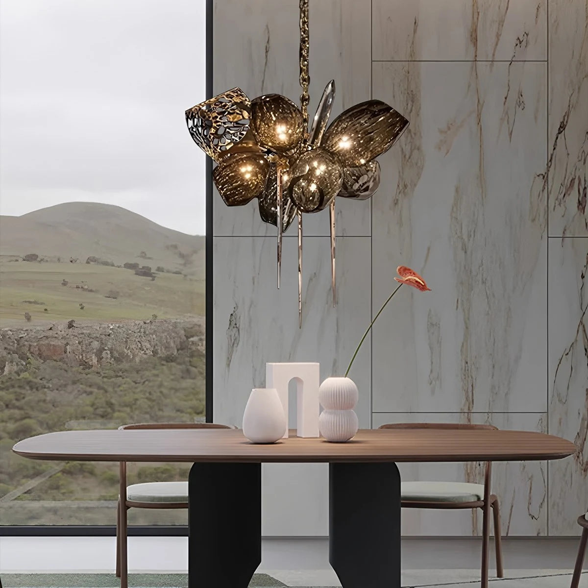 Antizer Kallisto Sculptural Glass Chandelier for Dining Room