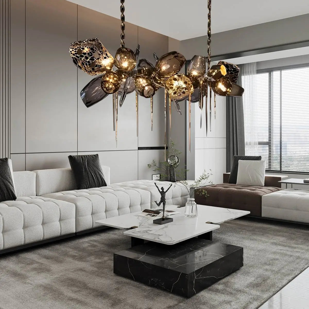 Antizer Kallisto Sculptural Glass Chandelier for Dining Room