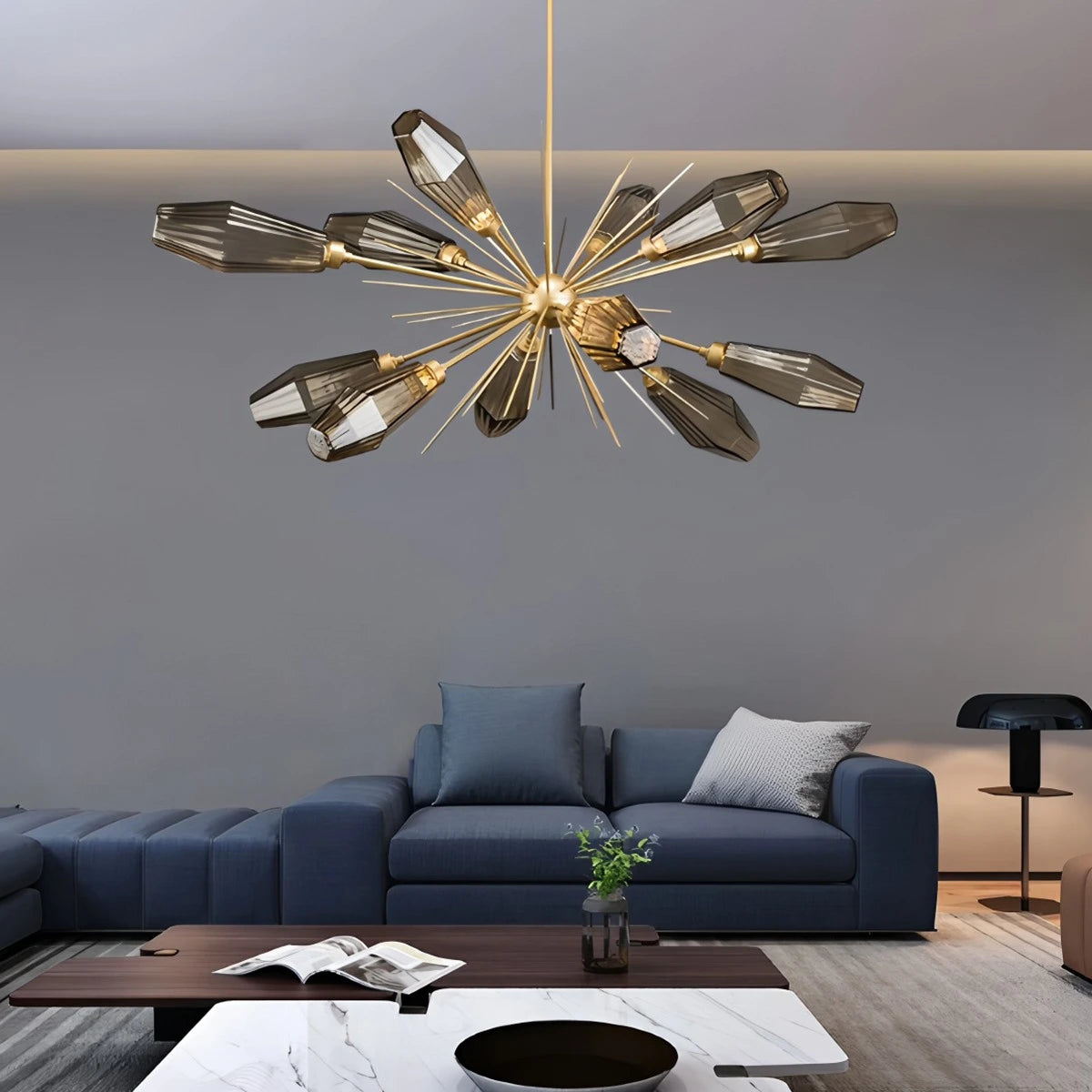 Antizer Kristal Rock Glass Chandelier for Dining Room