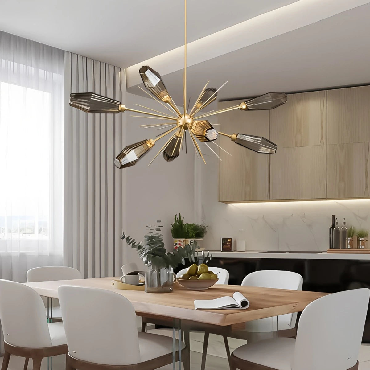 Antizer Kristal Rock Glass Chandelier for Dining Room