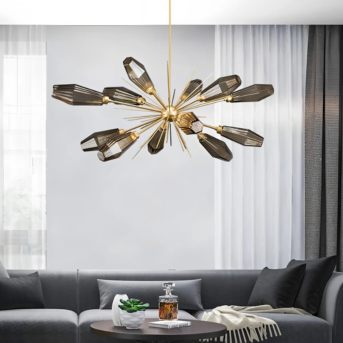 Antizer Kristal Rock Glass Chandelier for Dining Room