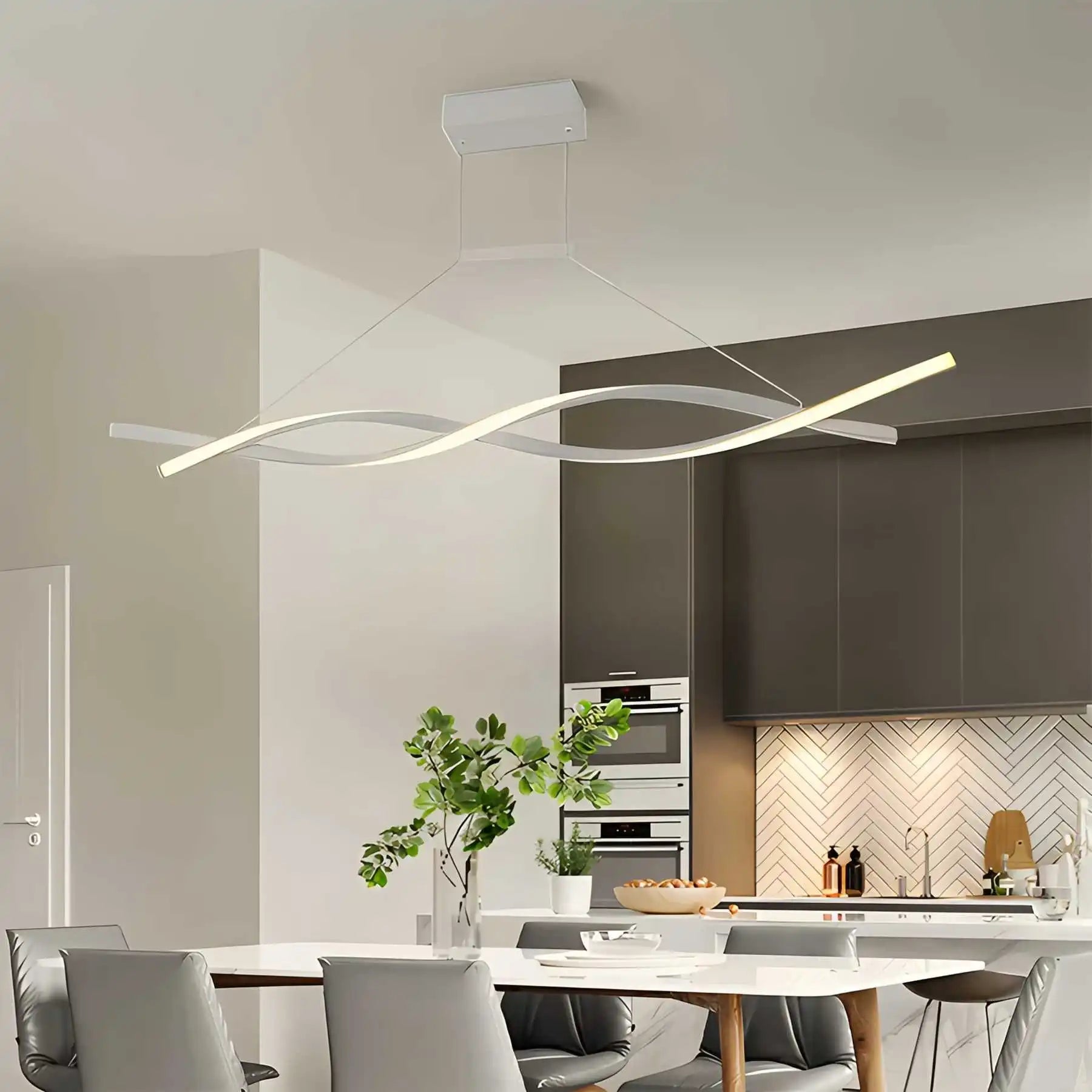 Antizer LED Linear Wave Chandelier for Dining Room