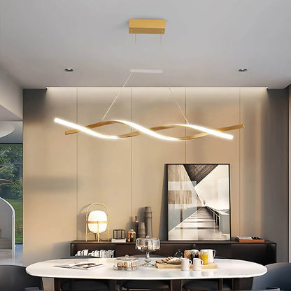 Antizer LED Linear Wave Chandelier for Dining & Offices