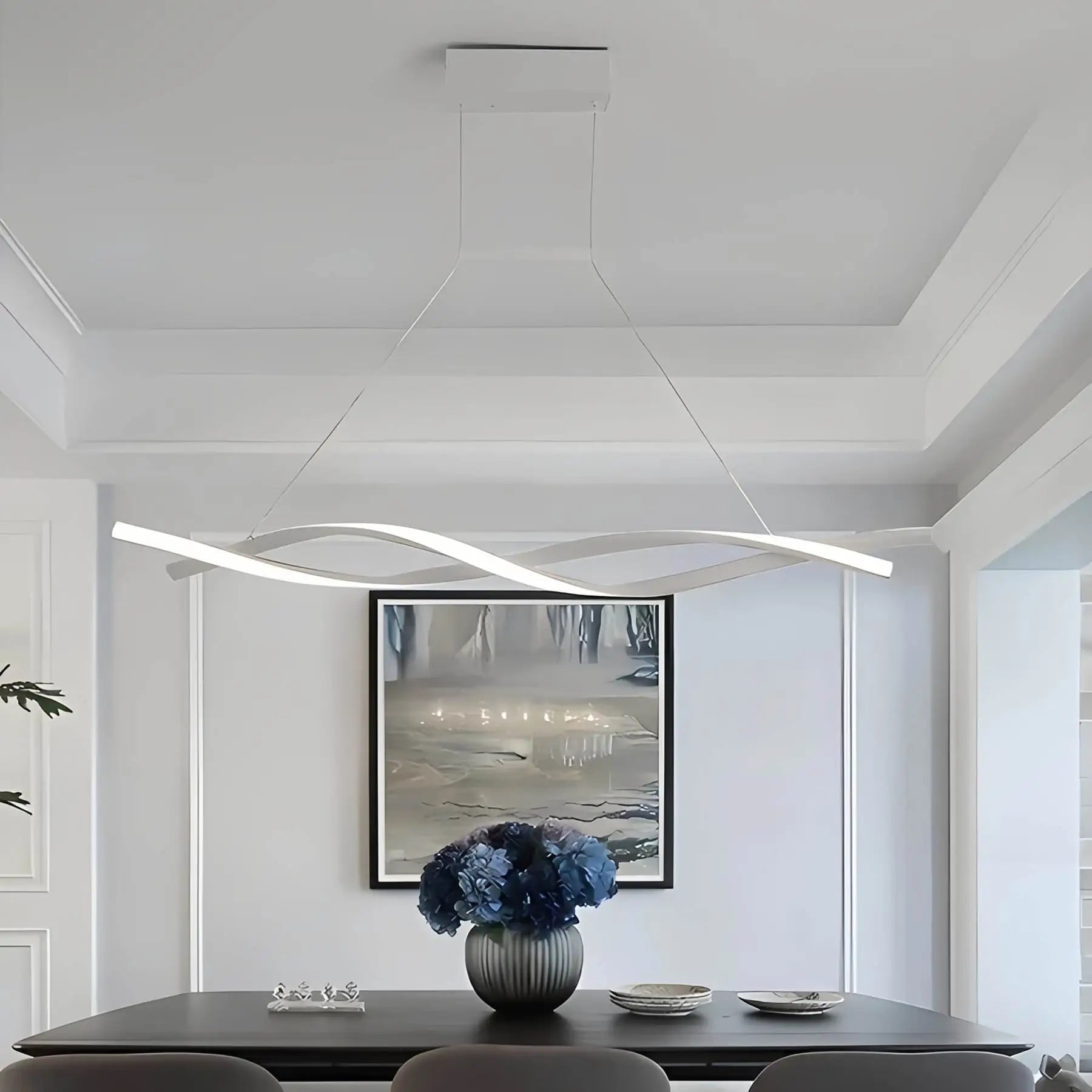 Antizer LED Linear Wave Chandelier for Dining Room