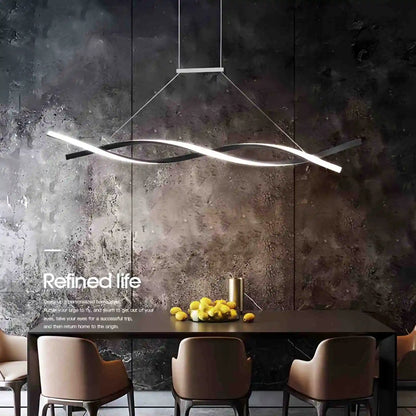 Antizer LED Linear Wave Chandelier for Dining & Offices