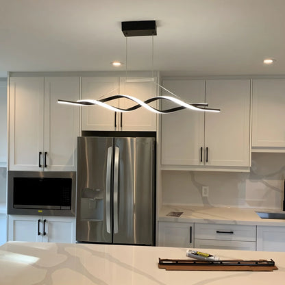Antizer LED Linear Wave Chandelier for Dining Room