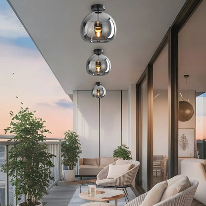 Vintage Glass Semi-Flush Ceiling Light for Entryway