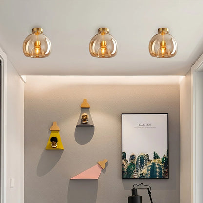 Vintage Glass Semi-Flush Ceiling Light for Entryway