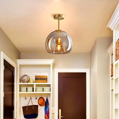 Vintage Glass Semi-Flush Ceiling Light for Entryway