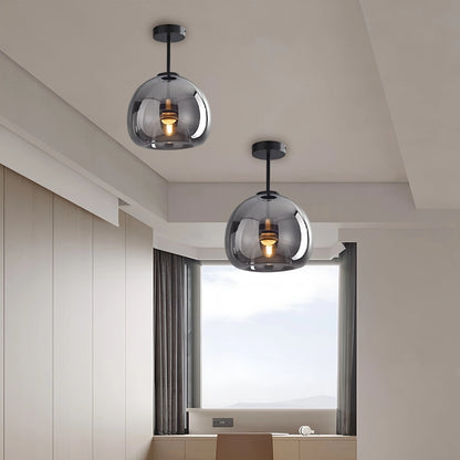 Vintage Glass Semi-Flush Ceiling Light for Entryway