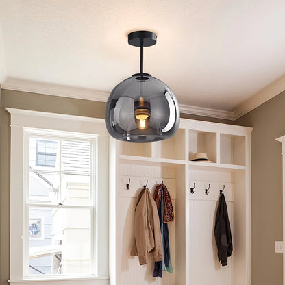 Vintage Glass Semi-Flush Ceiling Light for Entryway
