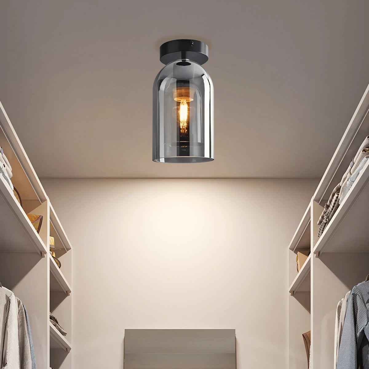 Vintage Glass Semi-Flush Ceiling Light for Entryway