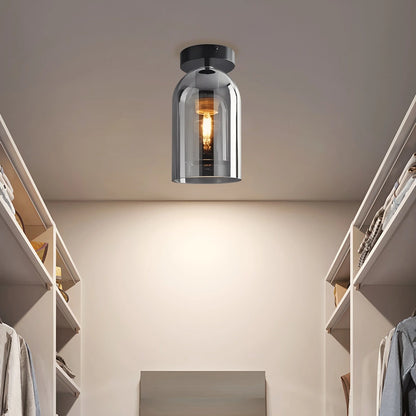 Vintage Glass Semi-Flush Ceiling Light for Entryway