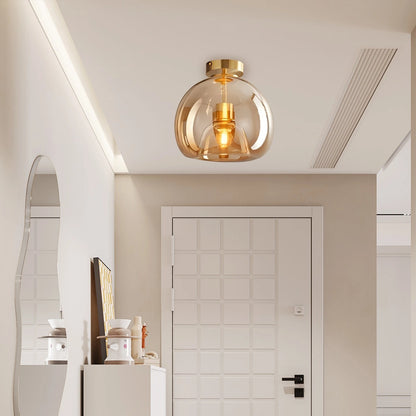 Vintage Glass Semi-Flush Ceiling Light for Entryway