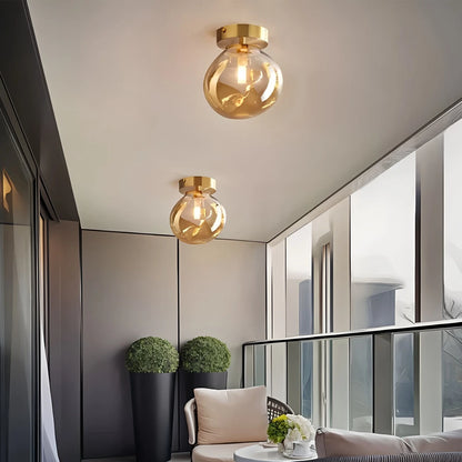 Vintage Glass Semi-Flush Ceiling Light for Entryway
