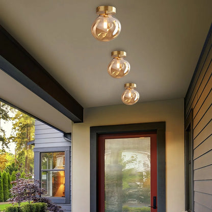 Vintage Glass Semi-Flush Ceiling Light for Entryway