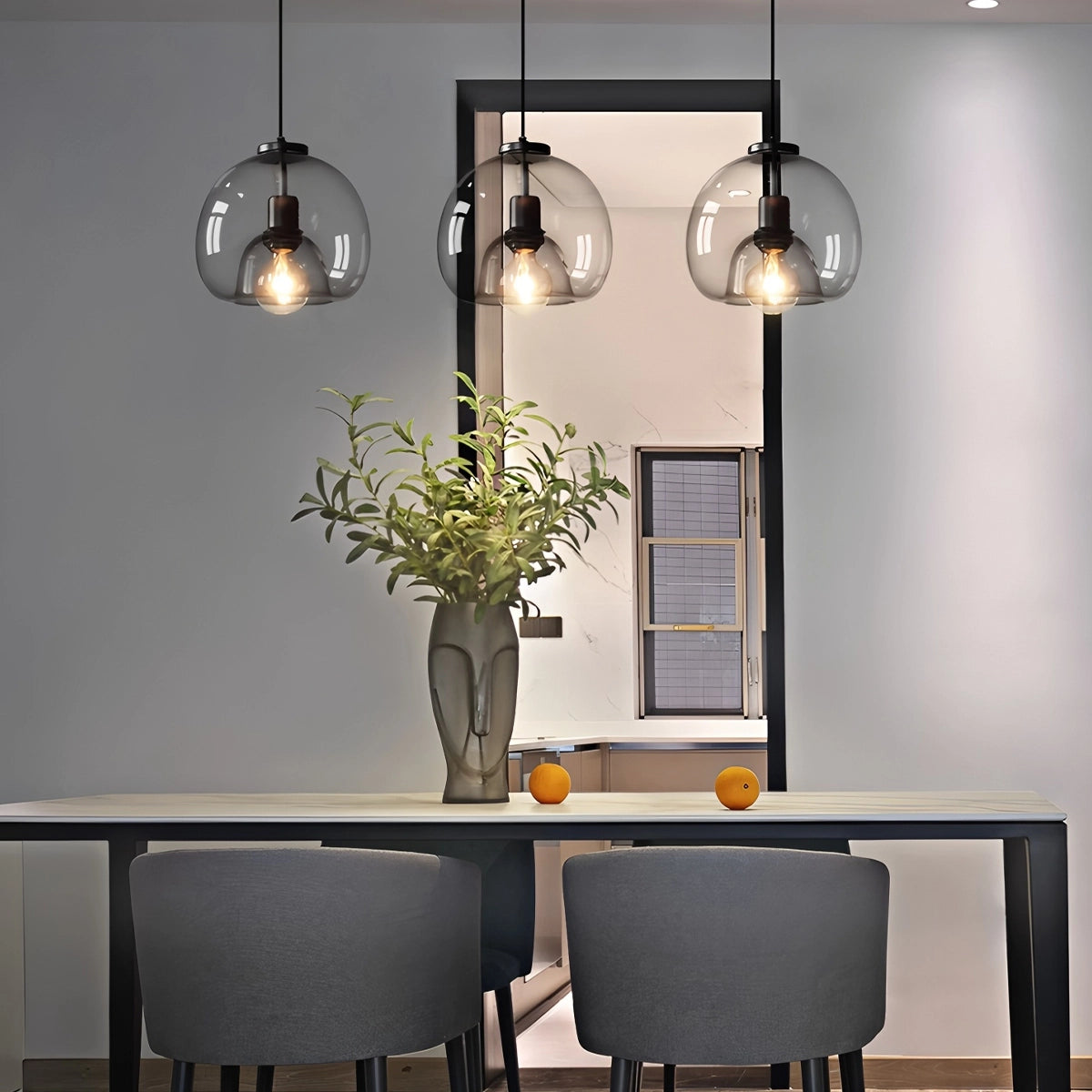 Antizer Smoky Grey Glass Pendant Light