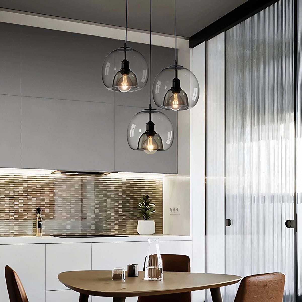 Antizer Smoky Grey Glass Pendant Light