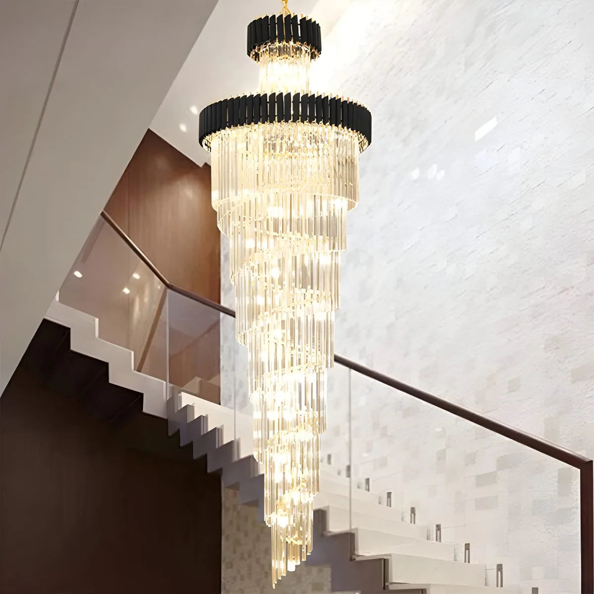 Antizer Large Luxury Crystal Long Chandelier