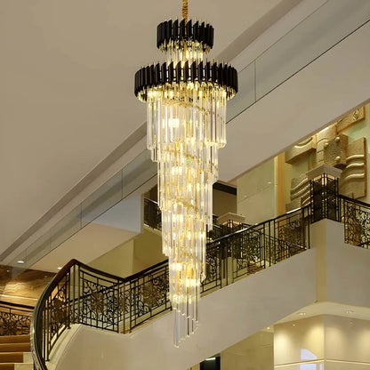 Antizer Large Luxury Crystal Long Chandelier