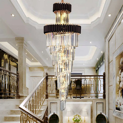 Antizer Large Luxury Crystal Long Chandelier