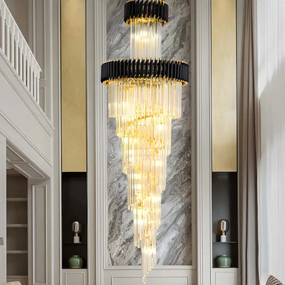 Antizer Large Luxury Crystal Long Chandelier