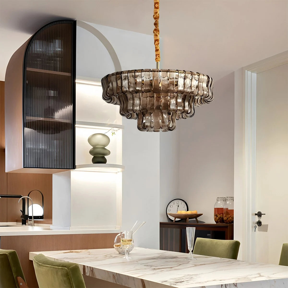 Antizer Light Luxury Murano Ring Layered Glass Chandelier