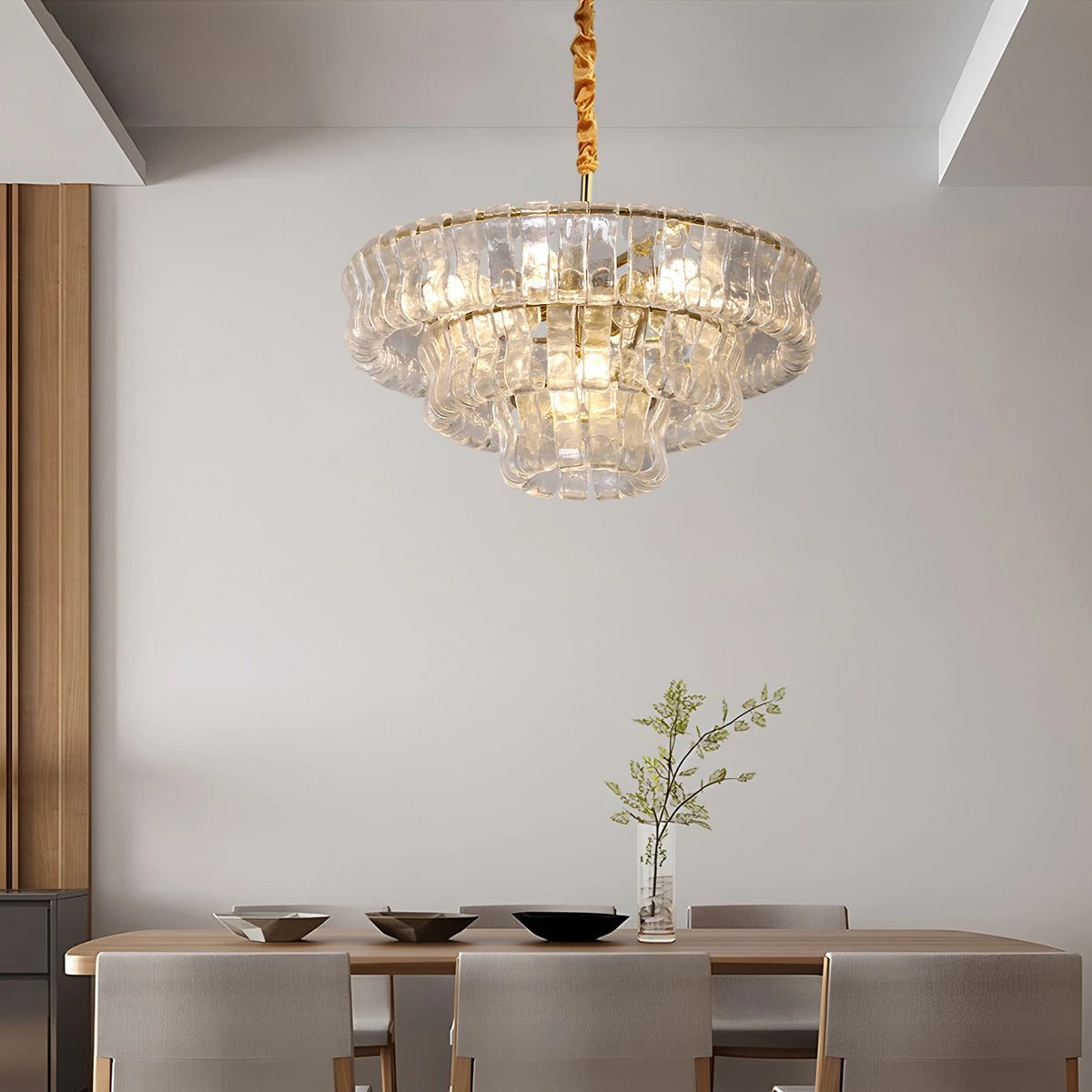 Antizer Light Luxury Murano Ring Layered Glass Chandelier