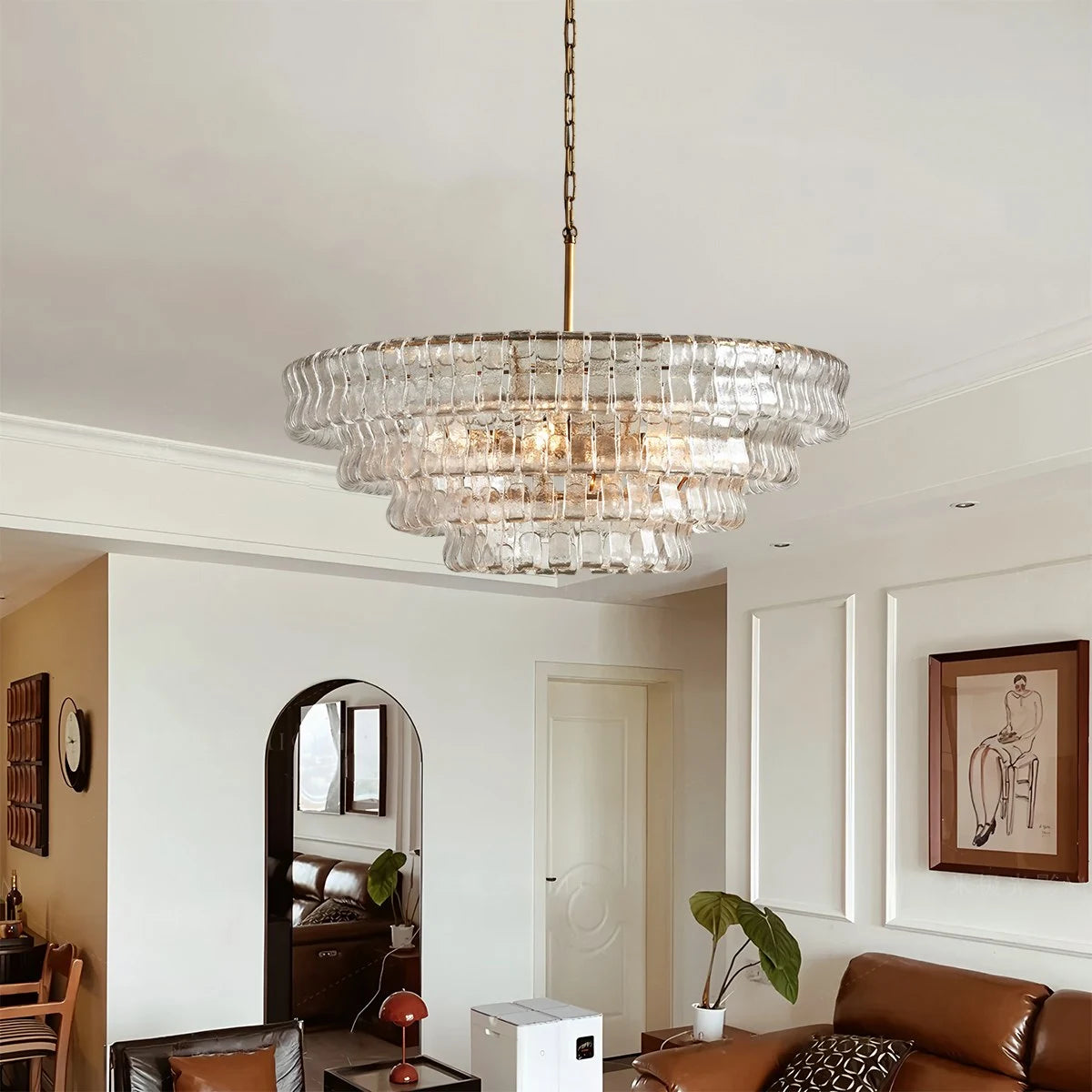 Antizer Light Luxury Murano Ring Layered Glass Chandelier