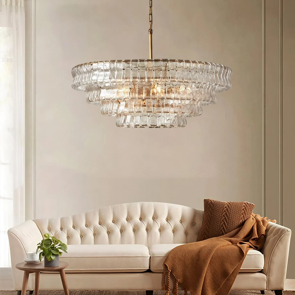 Antizer Light Luxury Murano Ring Layered Glass Chandelier