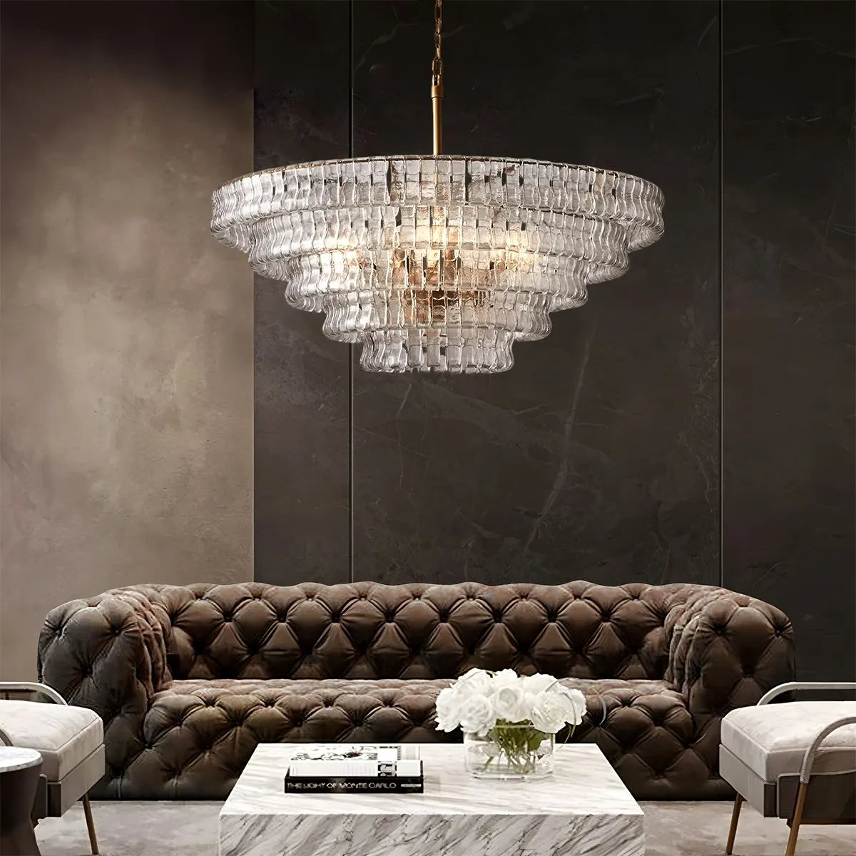 Antizer Light Luxury Murano Ring Layered Glass Chandelier