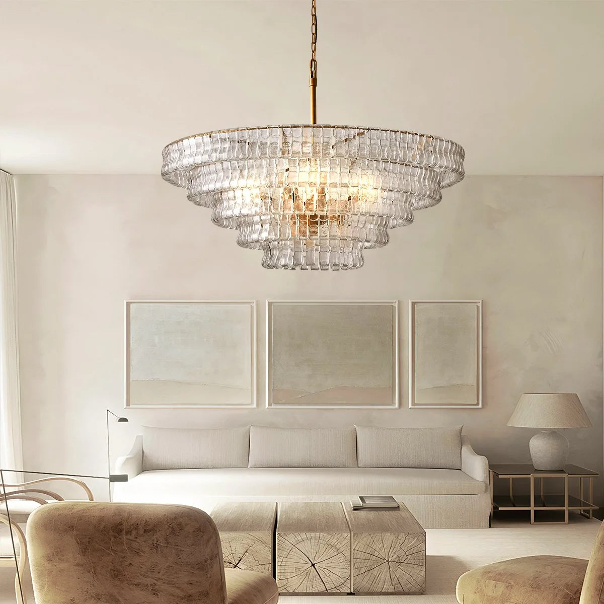 Antizer Light Luxury Murano Ring Layered Glass Chandelier