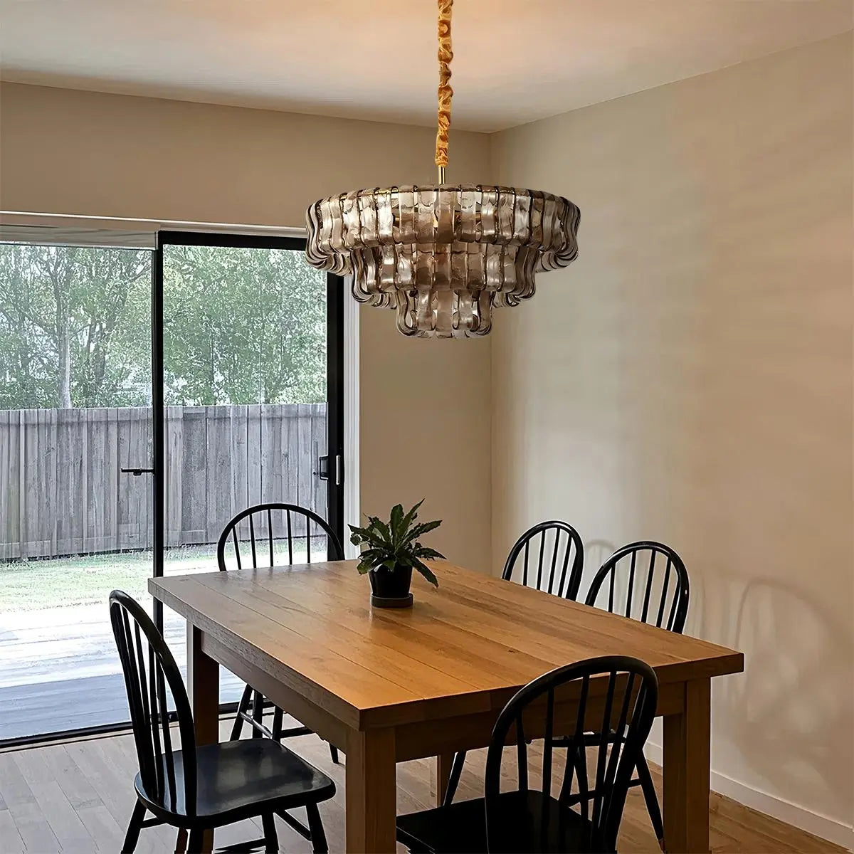 Antizer Light Luxury Murano Ring Layered Glass Chandelier