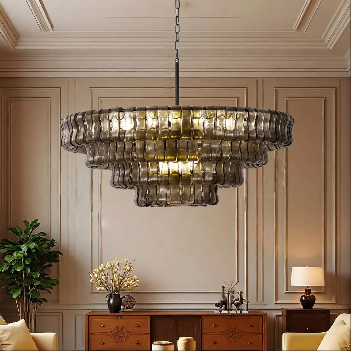 Antizer Light Luxury Murano Ring Layered Glass Chandelier