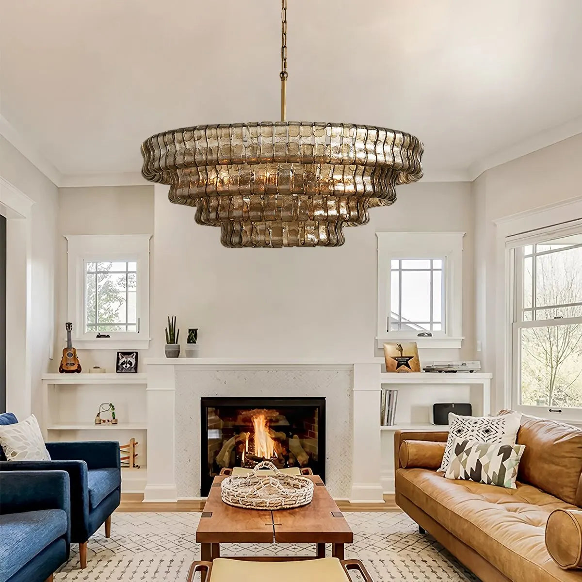 Antizer Light Luxury Murano Ring Layered Glass Chandelier