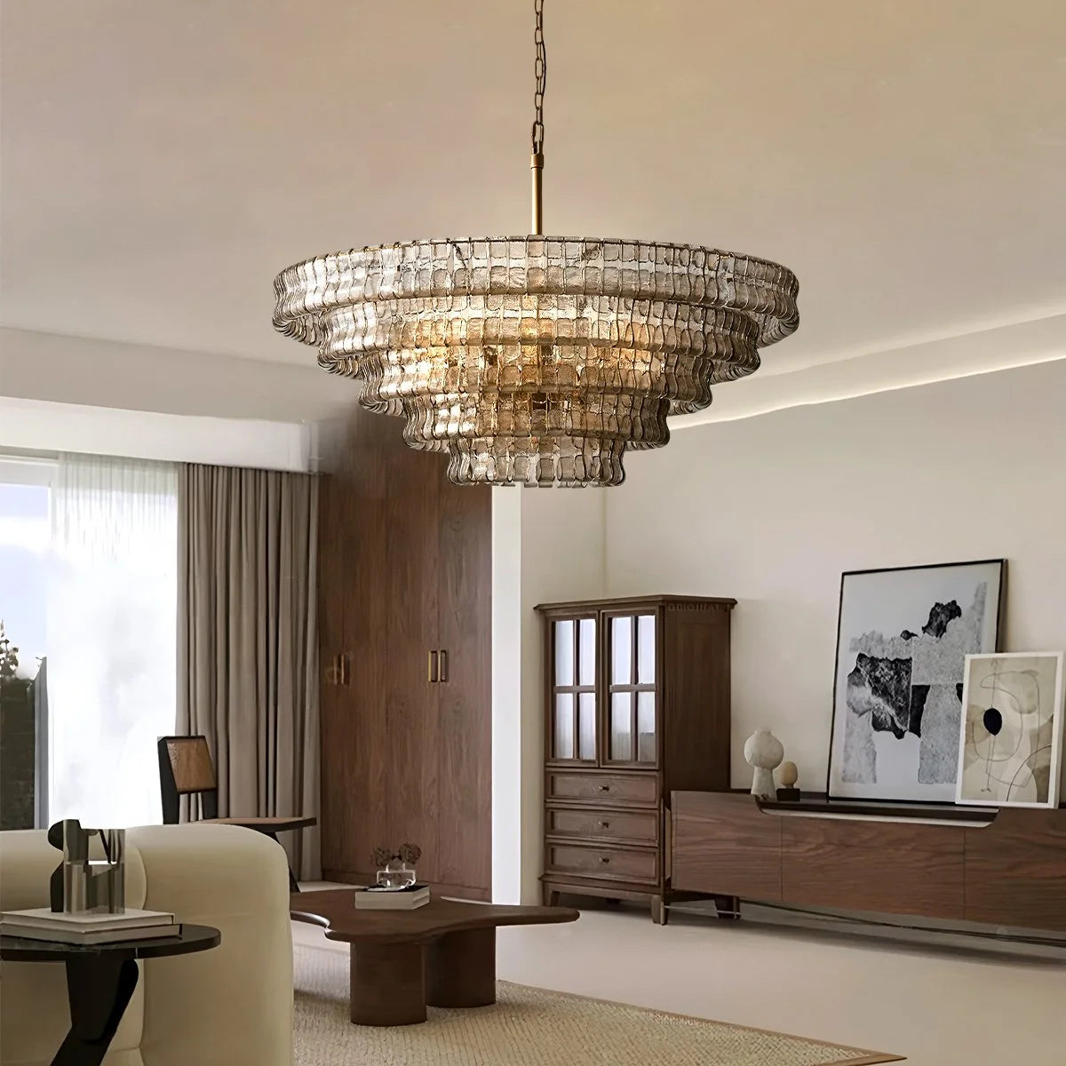 Antizer Light Luxury Murano Ring Layered Glass Chandelier