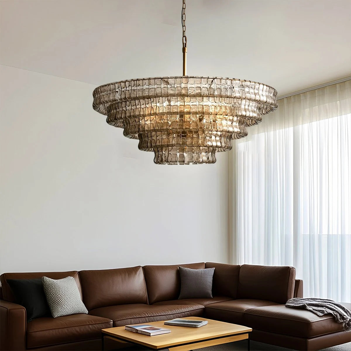Antizer Light Luxury Murano Ring Layered Glass Chandelier