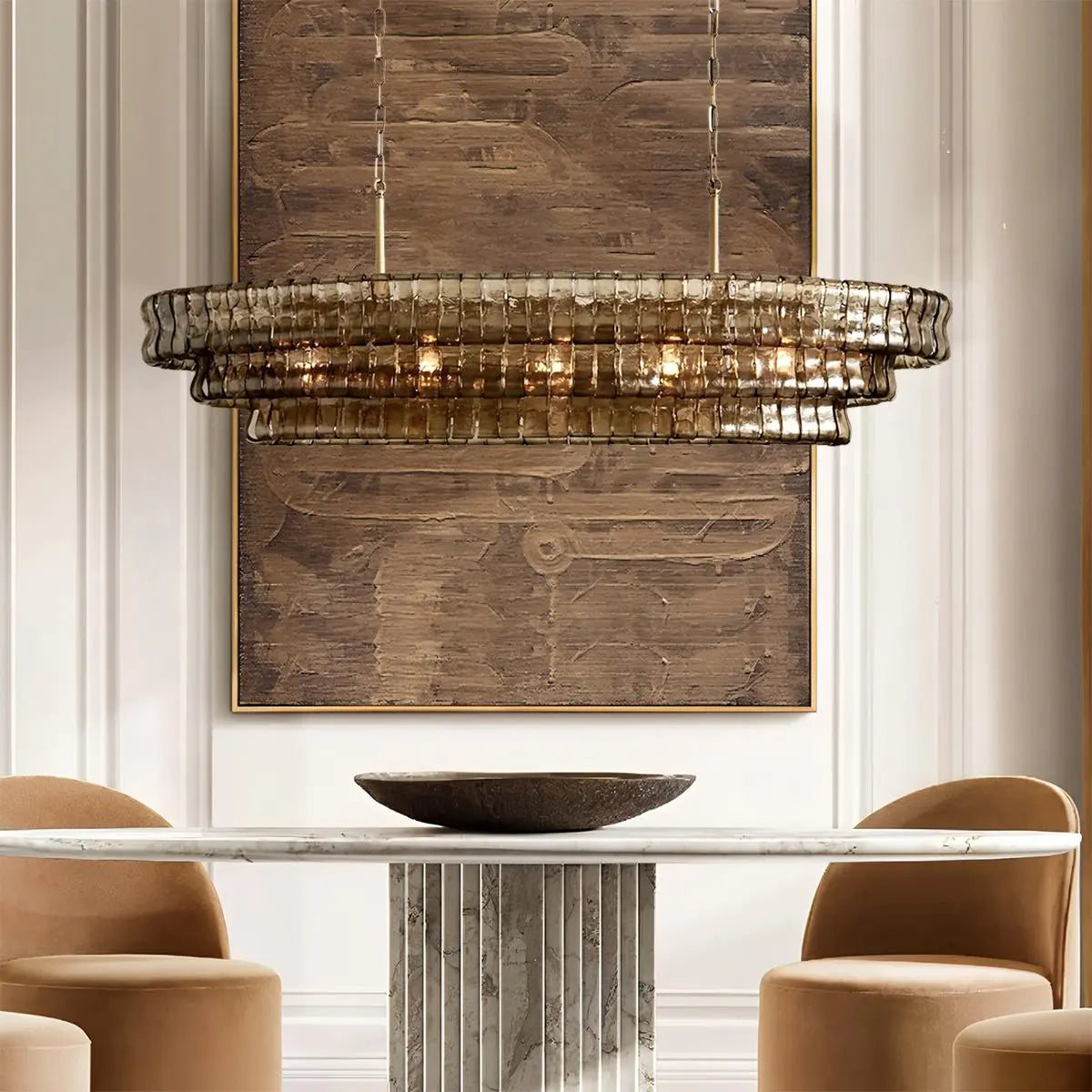 Antizer Light Luxury Murano Ring Layered Glass Chandelier