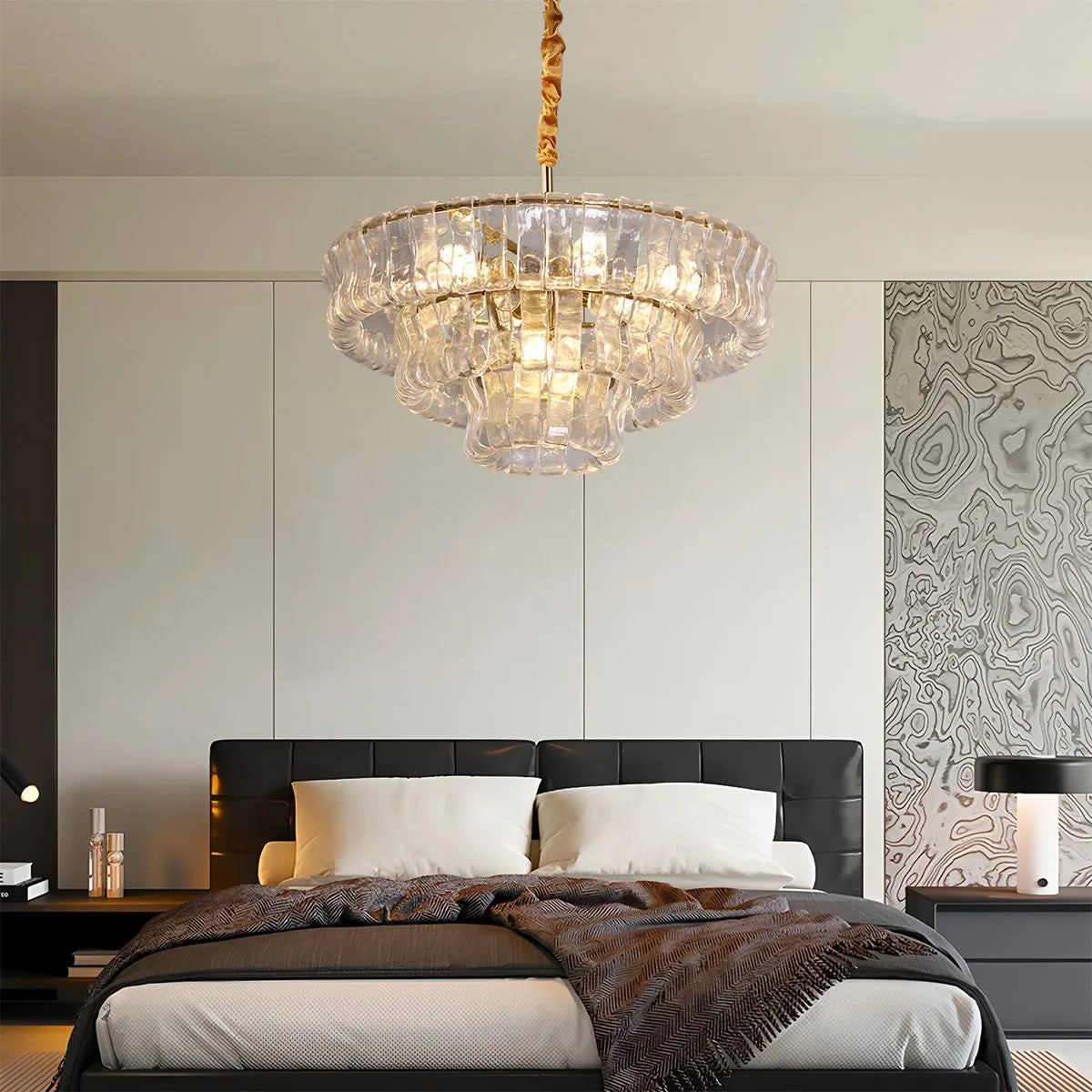 Antizer Light Luxury Murano Ring Layered Glass Chandelier