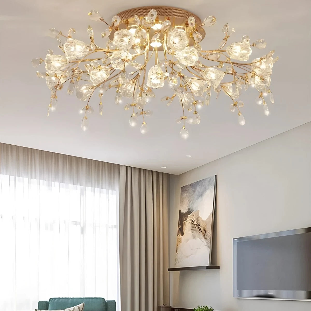 Antizer Lily Art Deco Flower Ceiling Light for Bedroom