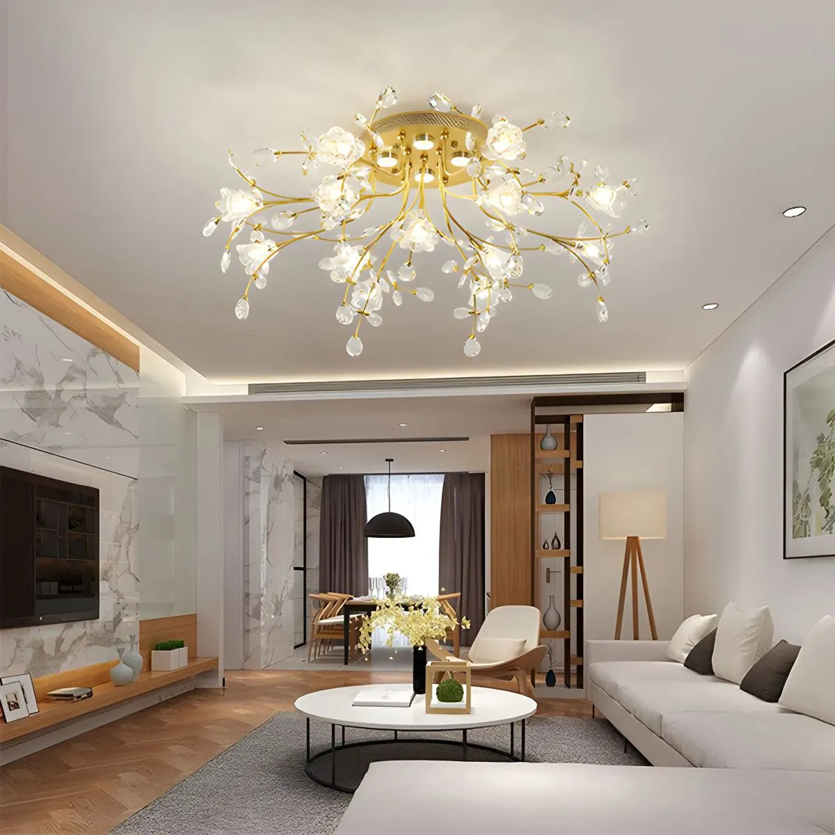 Antizer Lily Art Deco Flower Ceiling Light for Bedroom